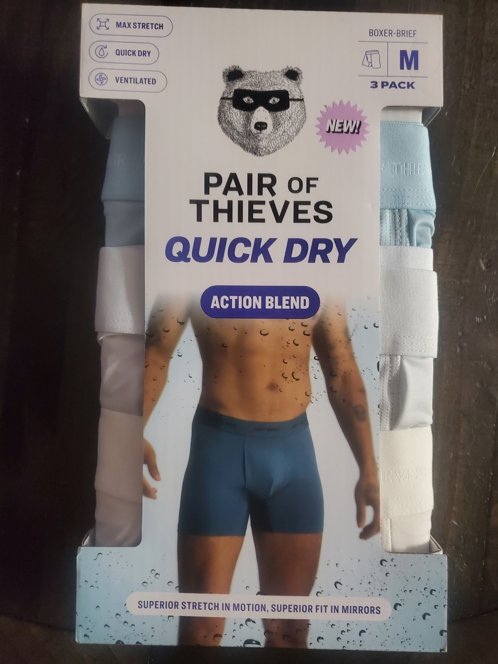 Pair of Thieves Quick Dry Boxer Briefs - Blue (3 Pack)